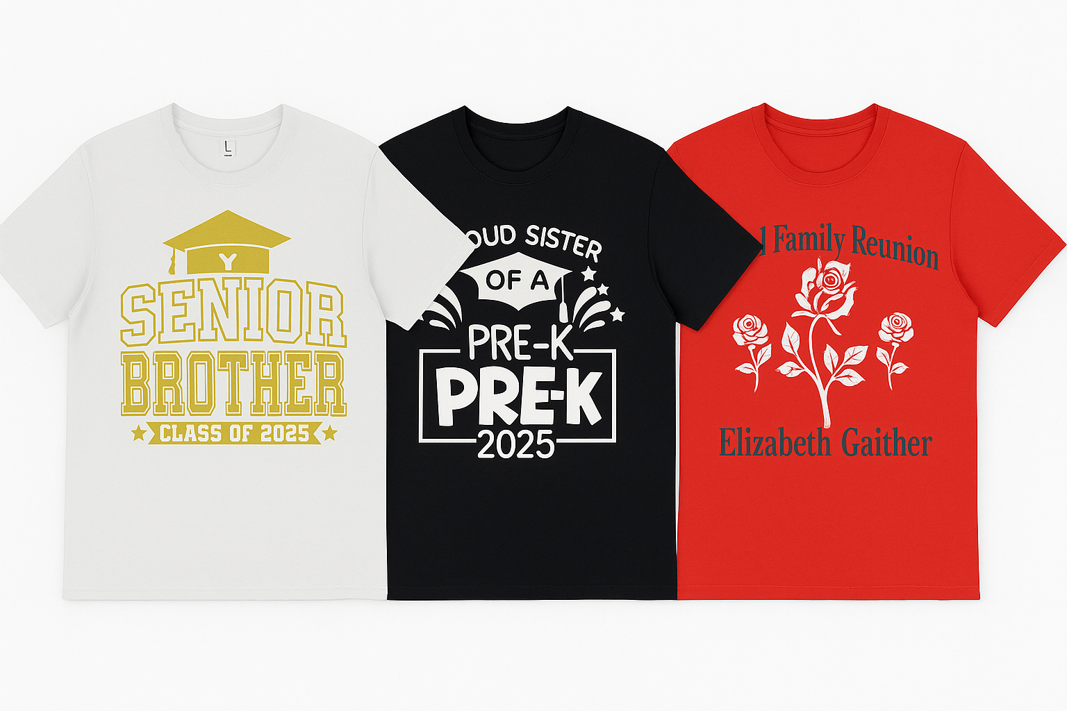 fifth row of customized shirts